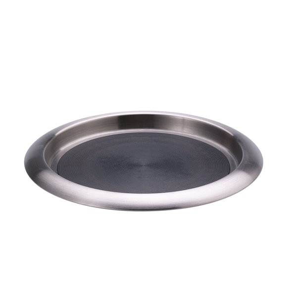 Service Ideas Tray with Built in Non-Slip Rubber Insert, 9" Round, Stainless Steel, Brushed TR119SR - main